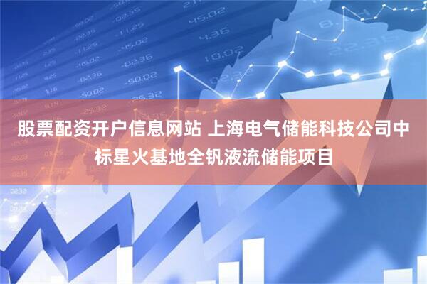 股票配资开户信息网站 上海电气储能科技公司中标星火基地全钒液流储能项目