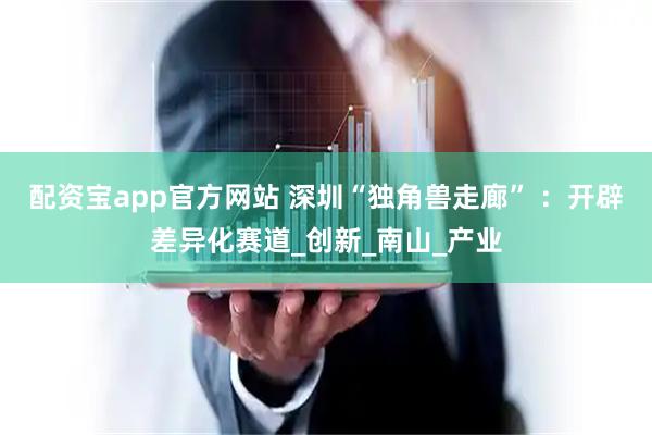 配资宝app官方网站 深圳“独角兽走廊” ：开辟差异化赛道_创新_南山_产业
